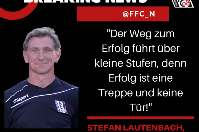 Portrait von Stefan Lautenbach, Trainer der B-Juniorinnen, mit Zitat &uuml;ber den Weg zum Erfolg und einer "Breaking News"-&Uuml;berschrift.