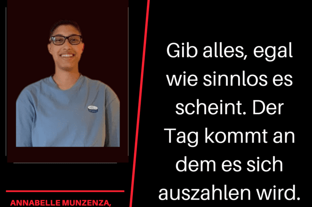 Portr&auml;t von Annabelle Munzenza, neue Torh&uuml;terin des 1. FFC Niederkirchen, mit einem inspirierenden Zitat.