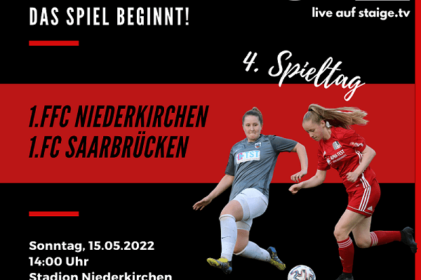Anzeige des Fu&szlig;ballspiels zwischen 1. FFC Niederkirchen und 1. FC Saarbr&uuml;cken, 15. Mai 2022, Stadion Niederkirchen.
