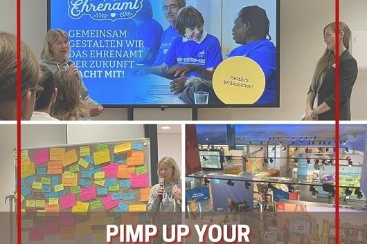 Veranstaltung &bdquo;Pimp up your Ehrenamt&ldquo; mit Pr&auml;sentation, Diskussionsrunde und bunten Post-its zur Ideenfindung.