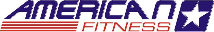 Logo von American Fitness mit Text in blauer und roter Schrift sowie einem Stern-Icon.
