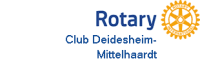 Logo des Rotary Clubs Deidesheim-Mittelhaardt mit Text und symbolischem Zahnrad in Orange.